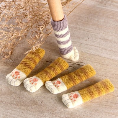 4Pcs Lovely Cat Paws Chair Leg Cover Socks Floor Protector T