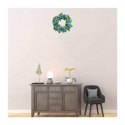 Artificial Blue Rose Flowers Wreath Spring Summer Wreath for