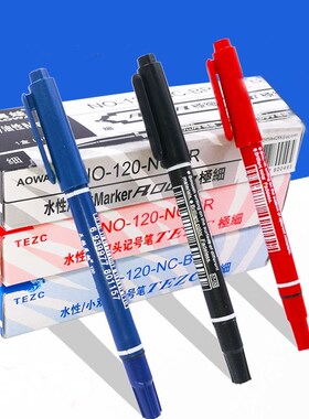 10Pcs/lot Double Head Marker pens Blue Black Red Ink 0.5mm