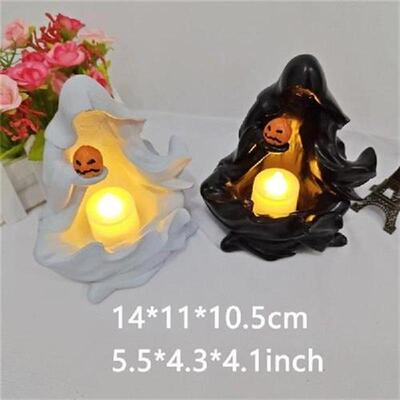 Halloween Resin Statue Flameless Candle Holder Witch