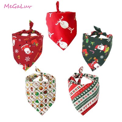 Christmas Pet Neckerchief Saliva Towel Red Green Santa Reind