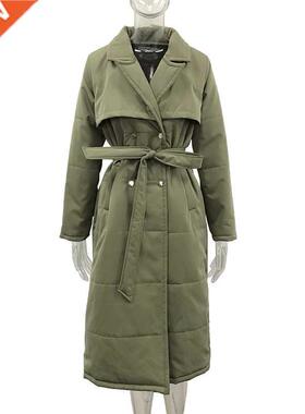 Malina Long Turn Down Collar Parkas Women Fashion Double Bre