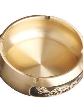 Brass Ash Tray Wiht 4 Grooves Cigar Holder Smoking Ashtray