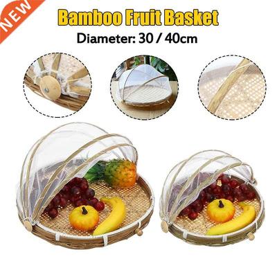 Outdoor Picnic Handmade Bamboo Woven Bug Proof Wicker Basket
