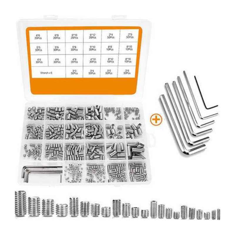 666Pcs Set Screw Hex Hexagon Socket Head Stainless Steel Hea