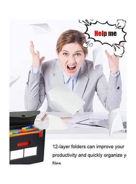 Expanding File Folder 12 Pockets File Organizer Filing Box,A