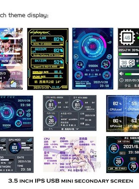 Computer Monitor For Mini ITX Case 3.5 Inch IPS TYPE-C Secon