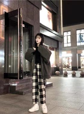 dropshipping Harajuku Plaid Pants For Women Trousers Setwea