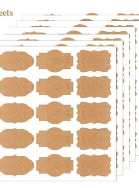 600pcs Self Adhesive Kitchen Label Sticker 3 Shapes Brown