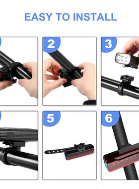 Bike Light Rainproof USB Rechargeable LED MTB Front Lamp Hea