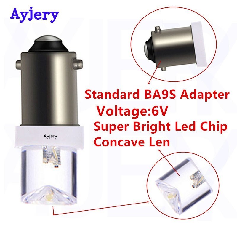 6V 6.3V DC 100PCS 6V Led Bulb BA9S 1 Led 1 D T4W T11 LED Bul