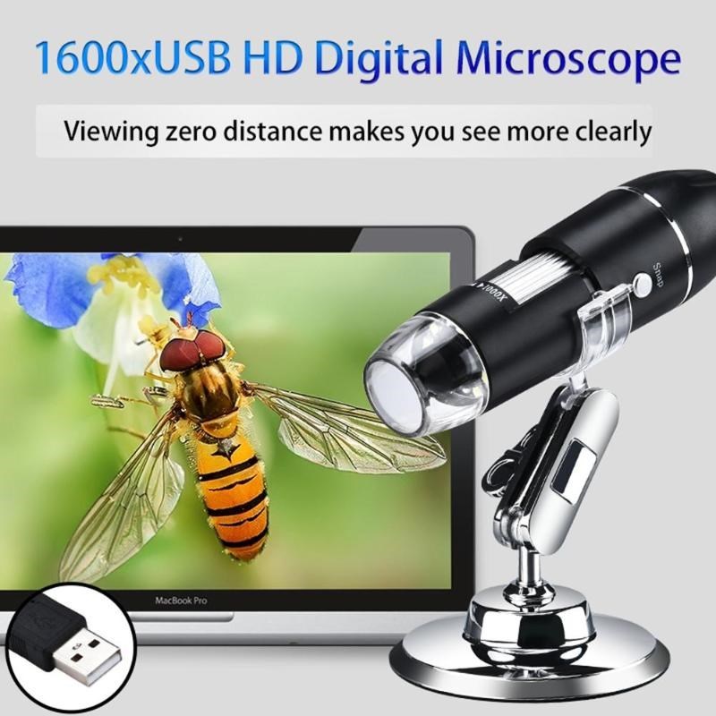 Alloet 1000X 1600X 8 LED Digital Microscope USB HD Handheld