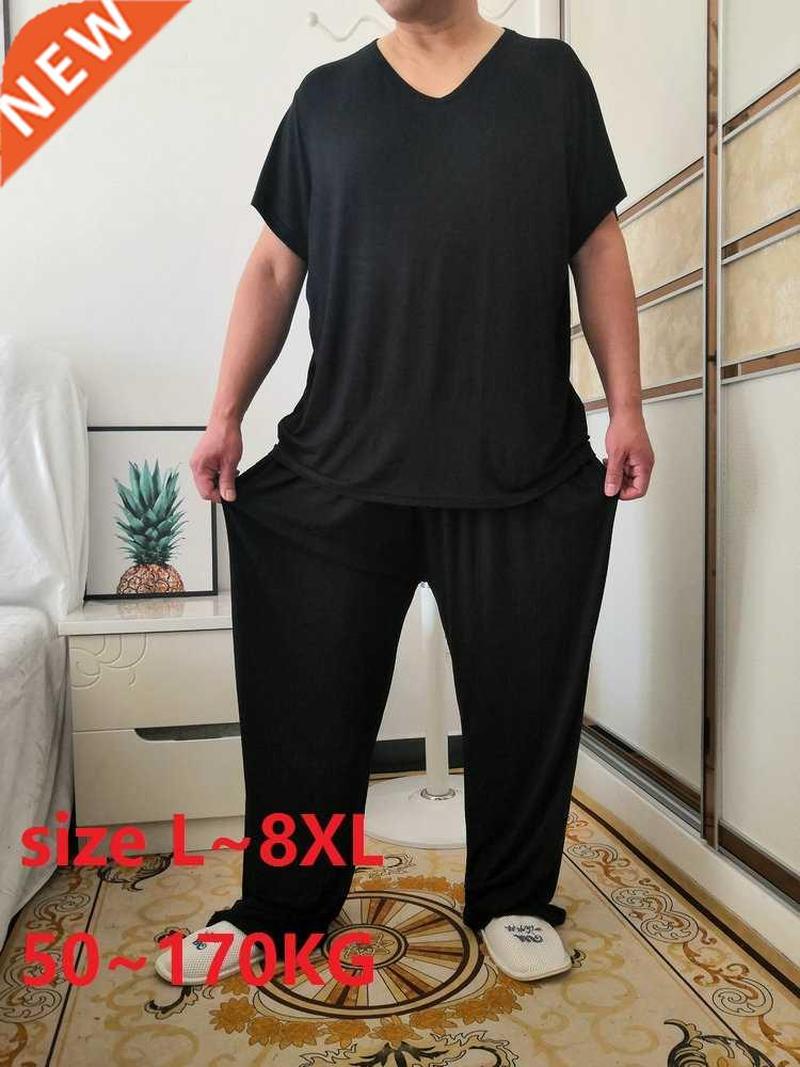 Summer Plus Size 8XL 170KG Men Pajamas Sets Modal Home Wear