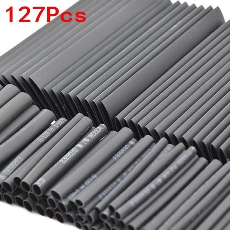 127Pcs Black Weatherproof Heat Shrink Sleeving Tubing Tube A