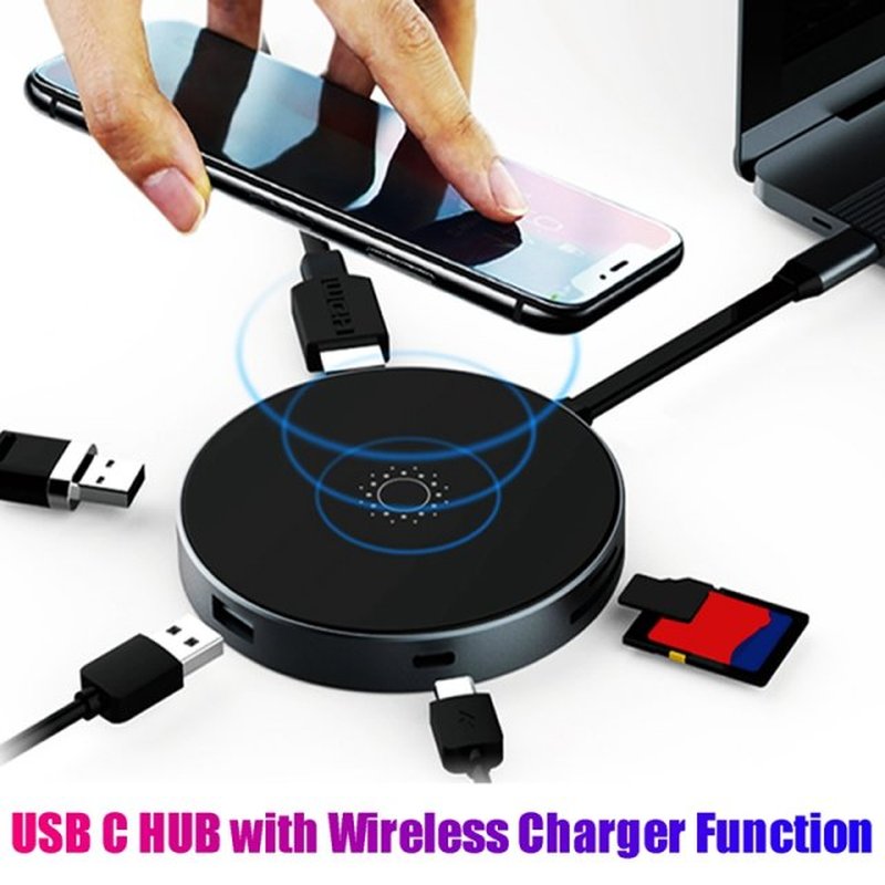 USB C Hub Wireless Charger Docking Station USB3.0 PD HDMI-Co