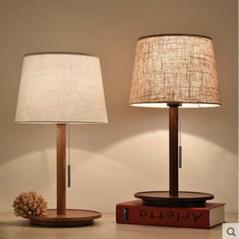 Rural Bedroom Bedside Lamp Decoration Nordic Solid Wood Art