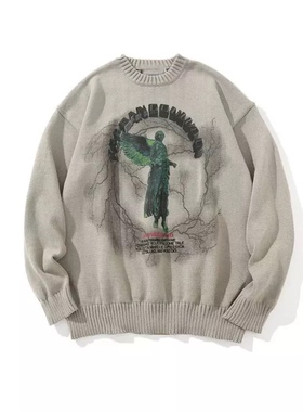 Street trend loose couple round neck pullover sweater Haraju