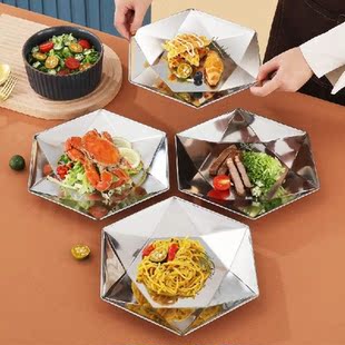 Serving Steel Gold Restaurant Plate 304 Thick Stainless