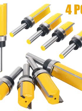 4Pcs/Set 8mm Length Flush rim Pattern Router Bit Shank Panel