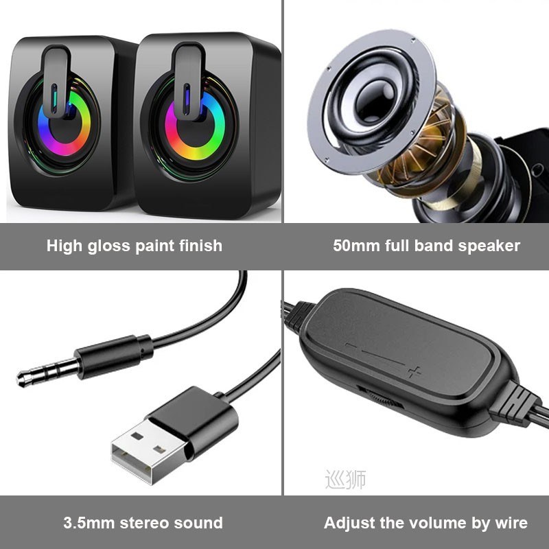 Computer Speakers PC Sound Box HIFI Stereo Microphone USB Wi