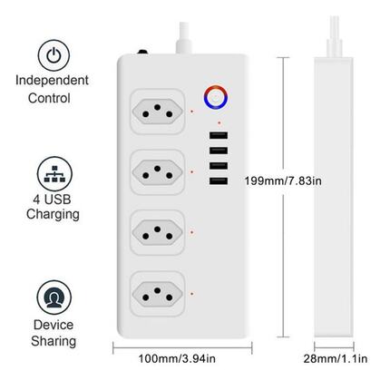 Brazil Smart Zigbee Power StripTuya Zigbee Outlet With 4 Plu