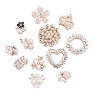 10pcs Rhinestone Snowflake Flower Buttons Flatback Plating