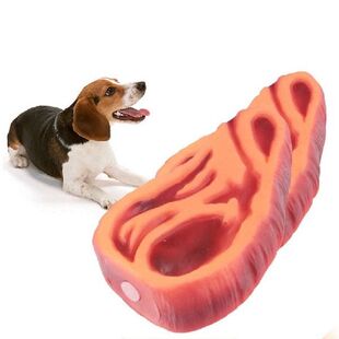 Soft Rubber Beef Meat Shape Dog Chew Toy Sound Squeaky