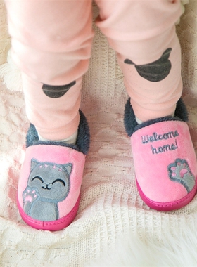 Winter Slippers Kid Girls Boys Indoor Cotton Shoes Warm Flop
