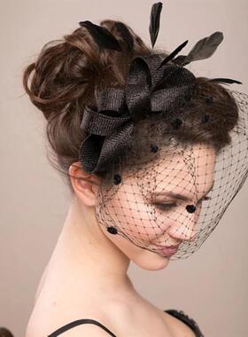 Bridal Net Birdcage Face Veils Wedding Party Feather Vintage