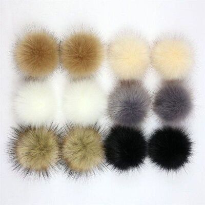 12PCs 8cm False Hairball Hat Ball Fur Pompom Fake Fox Hat