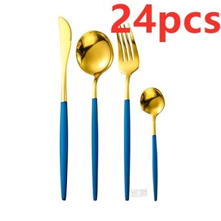 24pcs/4pcs Rose Gold Tableware Set Fork Spoon Knife Kitchen
