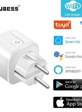 Aubess 16A EU Tuya Smart Wifi Power Plug With Power Monitor