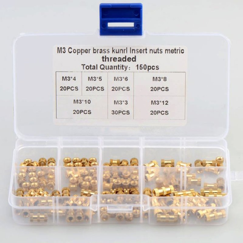 150pcs M3 X 3-12X5 Round  Injection Moulding Knurled Nuts As
