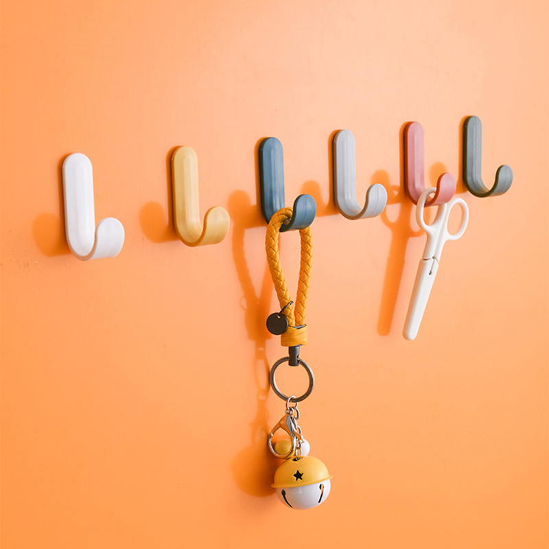 6pcs/set Bathroom Towel Hooks Plastic Door Hangers Self