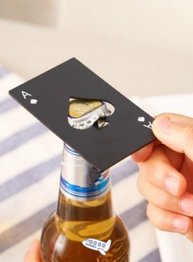 Black/Silver Poker Card Spades Beer Bottle Opener Personaliz