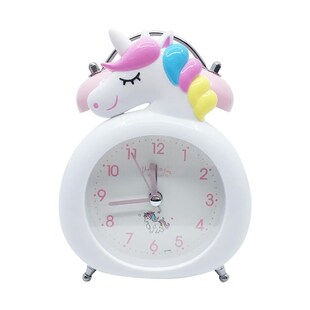 Cute nicorn Clock Kids Cartoon Alarm Clocks Bedroom Bell Clo
