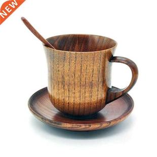 3Pcs/Set Wooden Cup Saucer Spoon Set Coffee Tea Tools Access