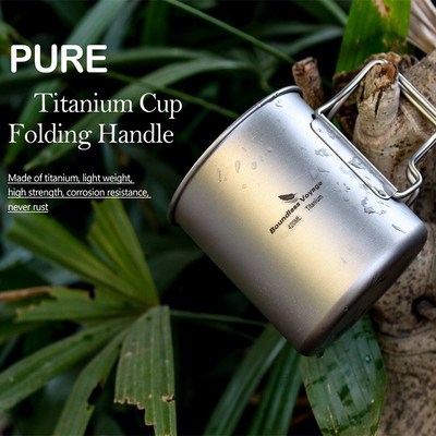 Titanium Mug Camping Pot Water Cup Lightweight Cookware Picn