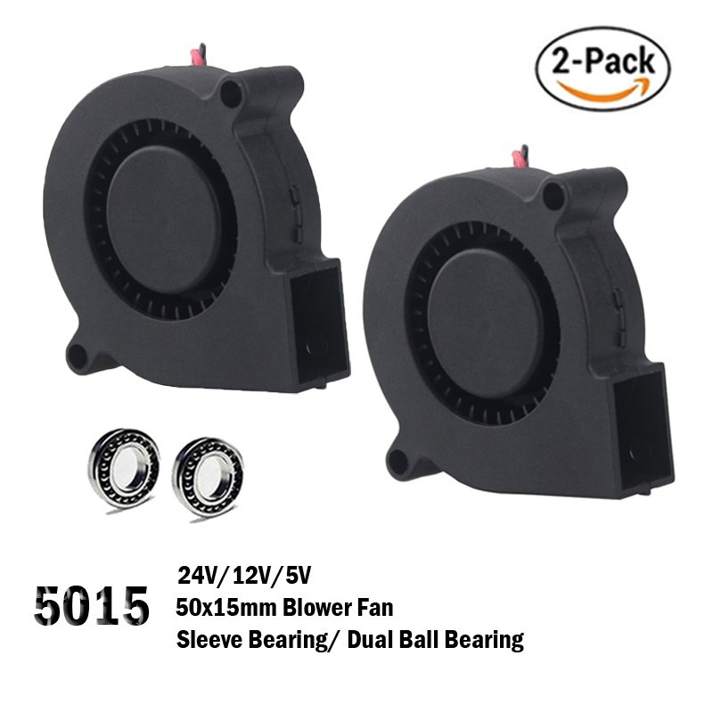 2PCS Gdstime 5015 50mm DC 24V 12V 5V 2Pin Ball/Sleeve Beari