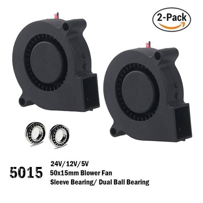 2PCS Gdstime 5015 50mm DC 24V 12V 5V 2Pin Ball/Sleeve Beari