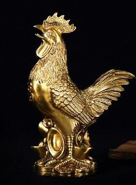 Brass Rooster Cock Figurine Statue Chinese Lucky Fengshui