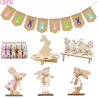 Easter Decoration Easter Rabbit Wooden Pendant Bunny Hanging
