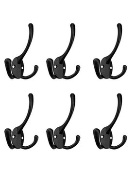 6PCS Big Heavy Duty Three Prongs Coat Hooks Wall Mounted wit