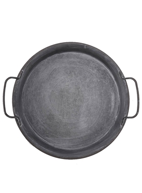 European Retro Metal Plate With Handles Handcrafted Round