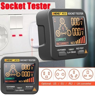 AC11 Digital Socket Tester Voltage Test US/UK/EU Plug Displa