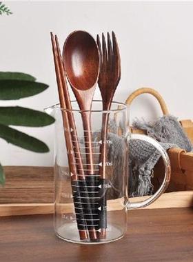 Wooden Spoon Fork Set Japanese Dinnerware Set Long Handle