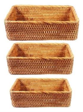 Household Wicker Bread Storage Basket Weaved Rattan