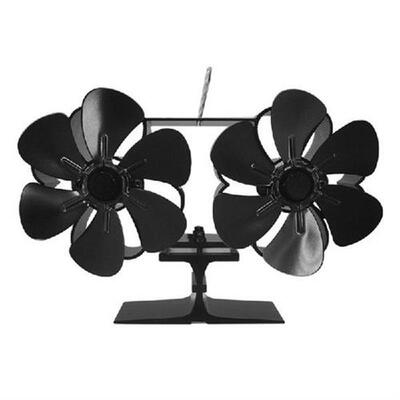 Stove Oven Fan Heat Powered 12 Blades Silent Dual Motor Fire