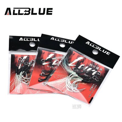 6pcs/lot Metal Jig Assist Hook With PE Line Feather Solid Ri