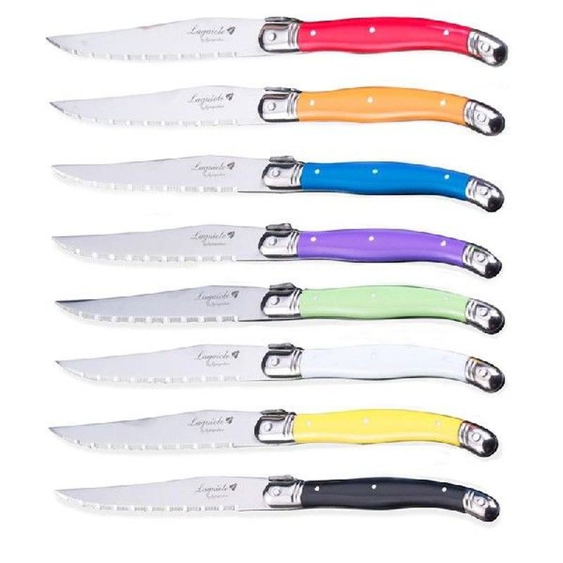 8pcs Stainless Steel Laguiole Steak Knives Set Rainbow
